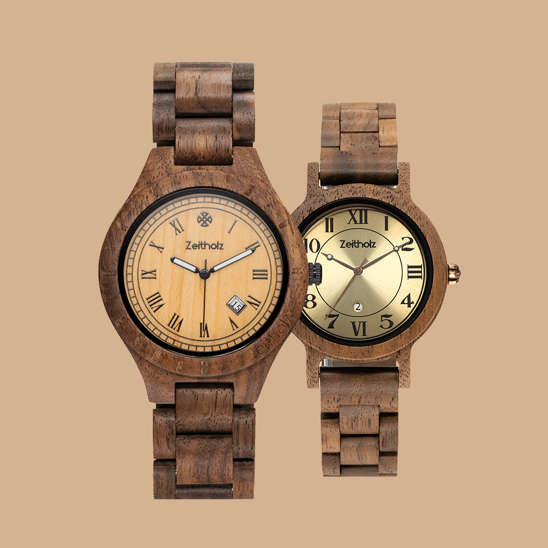 Zeitholz Orologi in legno coppie con incisione gratuita, regali Zeitholz Orologi in legno coppie con incisione gratuita, regali