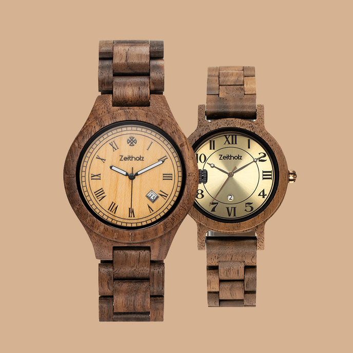 Zittau walnut wood 44mm &amp; Wolkenstein walnut wood 36mm for couples