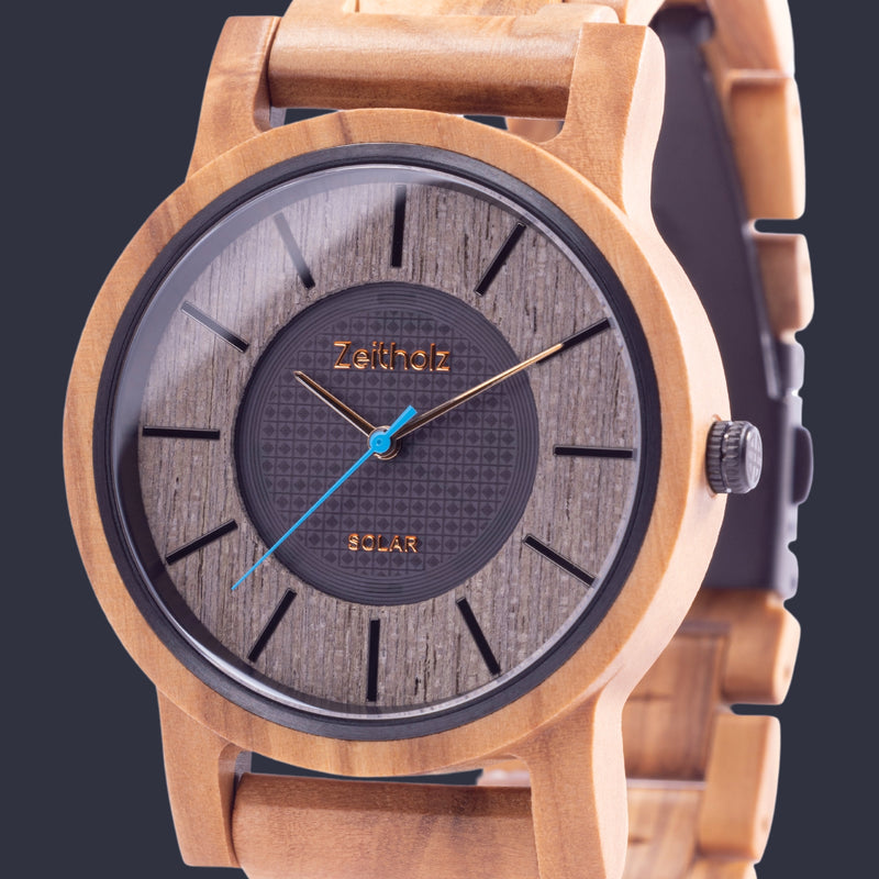 Sonnenberg Solar watch olive wood 40mm