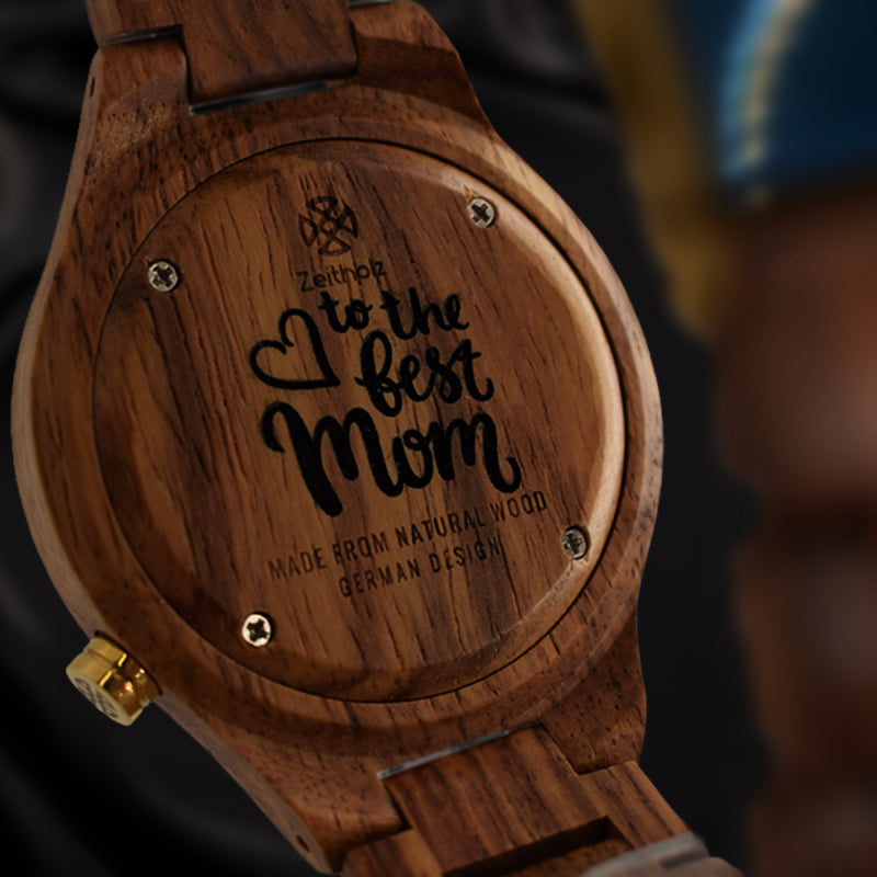 Watch engraving with text "To the best mom"