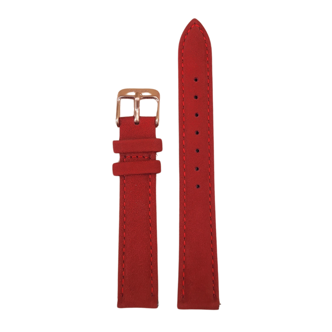 Women's red leather strap, 16mm