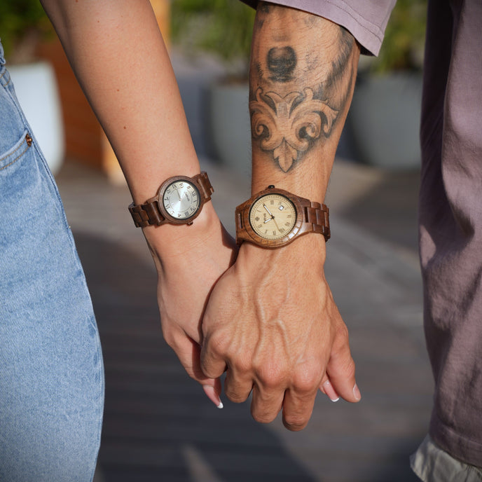 Zittau walnut wood 44mm &amp; Wolkenstein walnut wood 36mm for couples