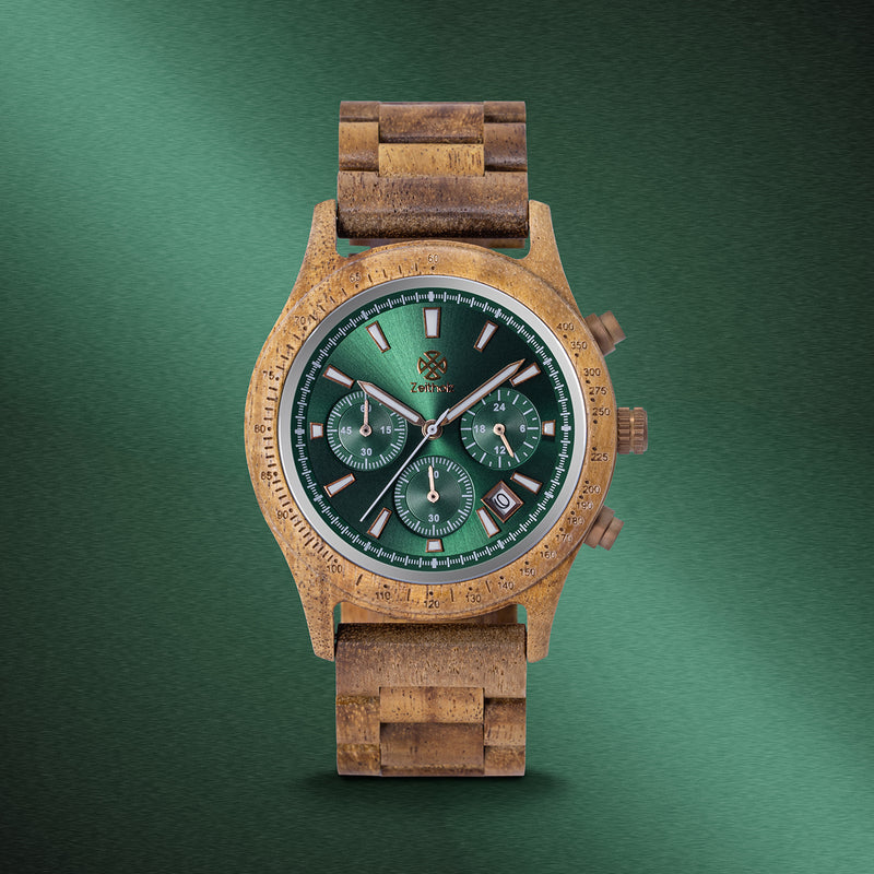 Bergen Emerald Acacia wood 42mm