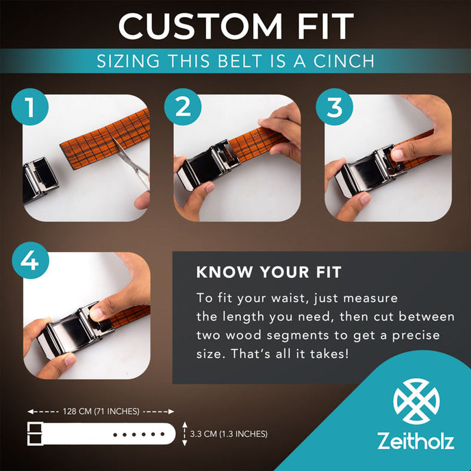 Wooden belt in beige and brown