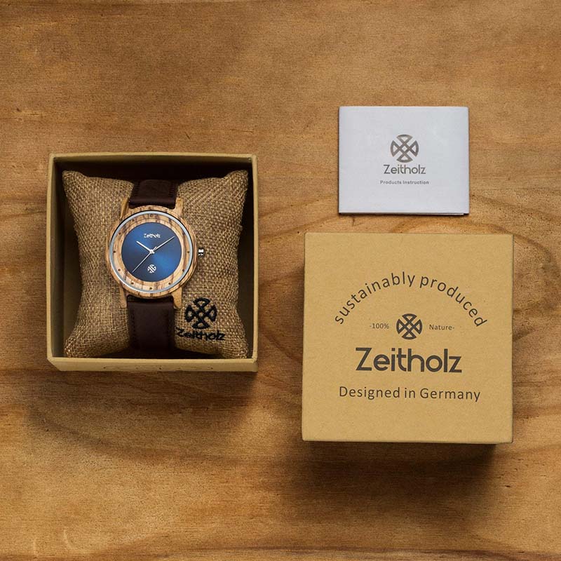 Eibenstock Zebranoholz 40mm Unisex Armbanduhr Zeitholz Zeitholz