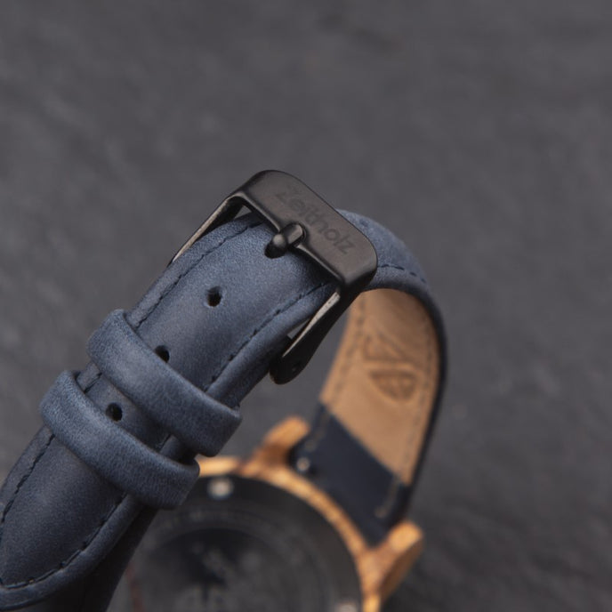 Women&#39;s blue leather strap, 16mm