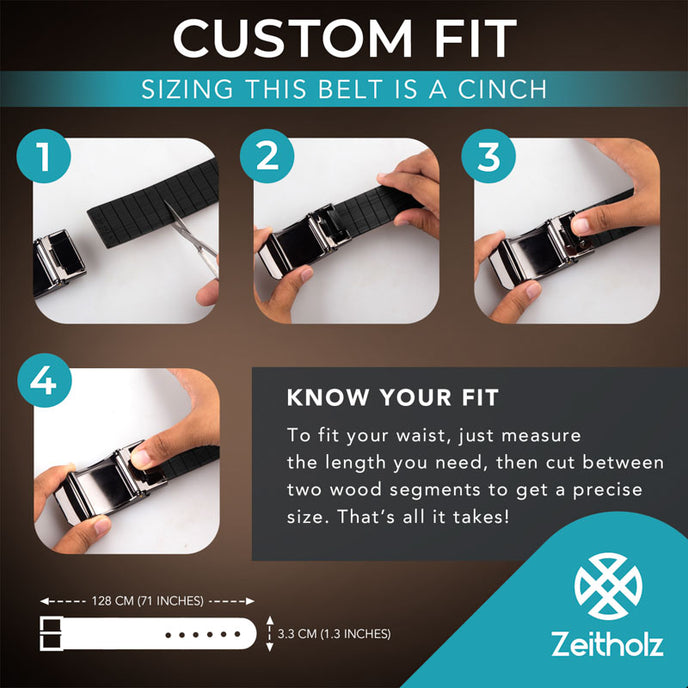 Wooden belt in beige and black