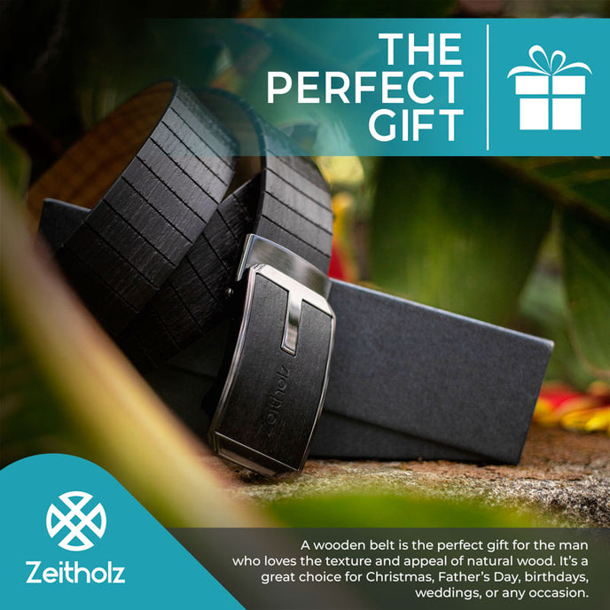 Wooden belt in beige and black