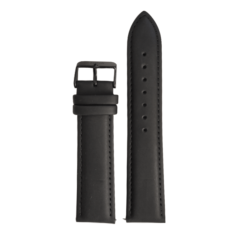 Black leather strap, 22mm