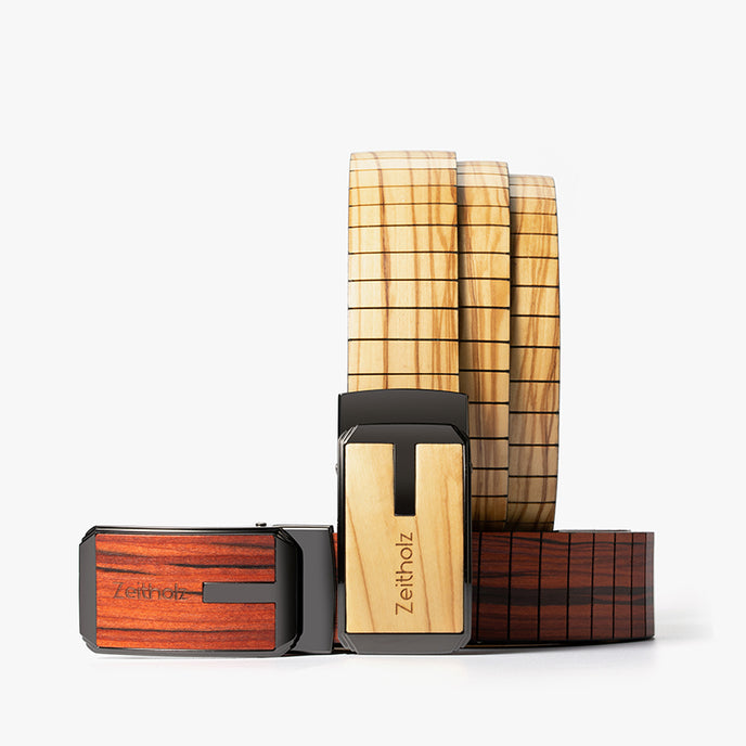 Wooden belt in beige and brown