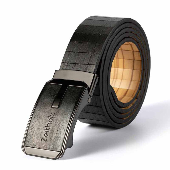 Wooden belt in beige and black
