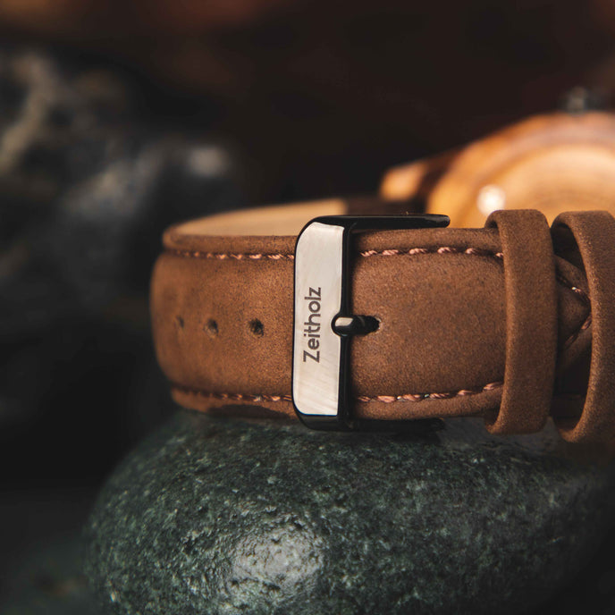 Brown leather strap, 22mm